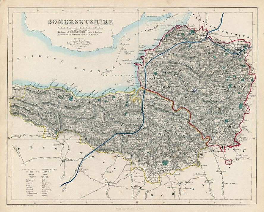 Somersetshire map, 1844