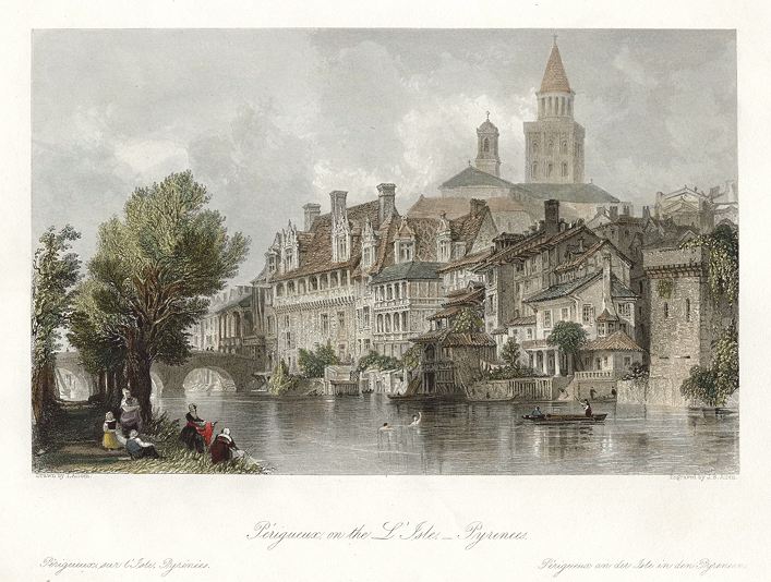 France, Pyrenees, Perigueux on the L'Isle, 1840