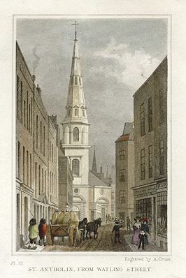 London, St.Antholin, from Watling Street, 1831