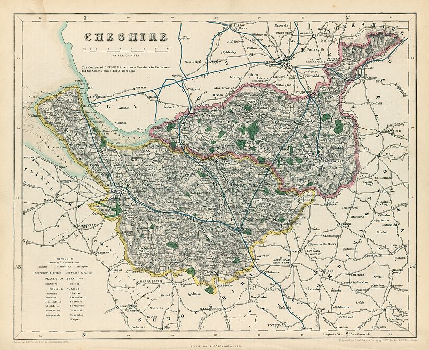 Cheshire map, 1844