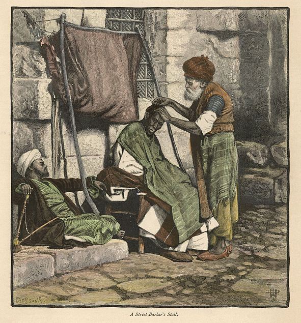 Jerusalem, Street Barber's Stall, 1882