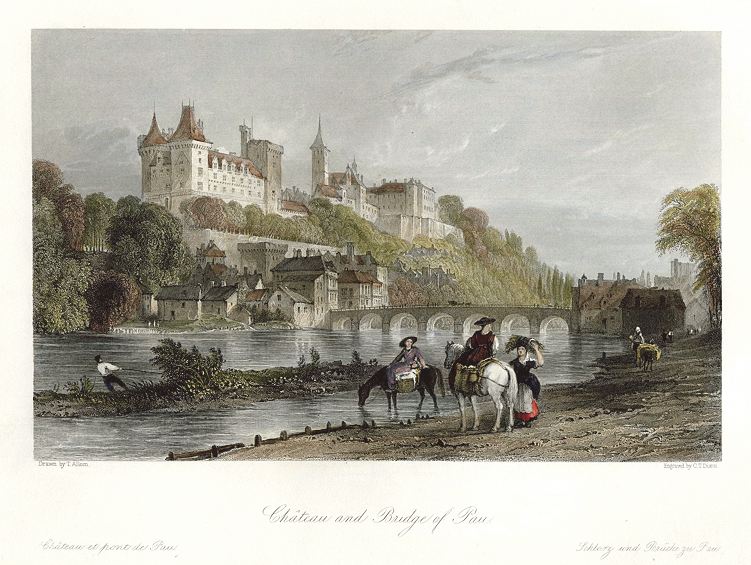 France, Chateau and Bridge of Pau, 1840