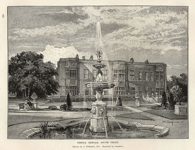 Leeds, Temple Newsam house, wood engraving, 1893