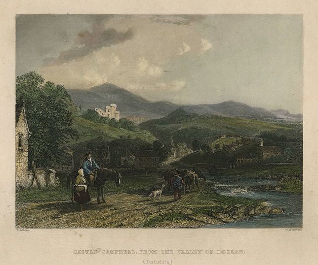 Castle Campbell, from the Valley of Dollar, 1840