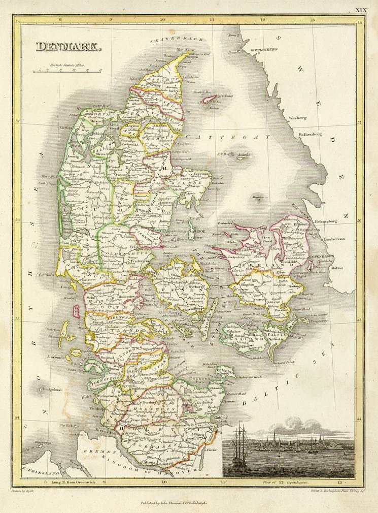 Denmark map, 1823