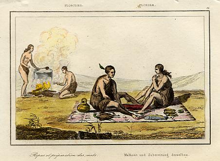 USA, Floridfa Indians Preparing food, 1843