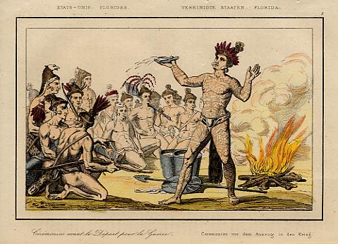 USA, Florida Indians, War Ceremony, 1843