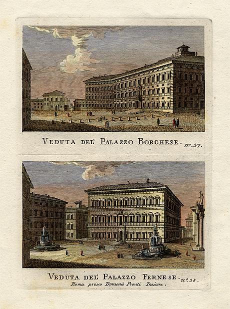 Italy, two Palaces in Rome, 1790