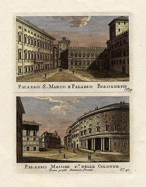 Italy, two Palaces in Rome, 1790