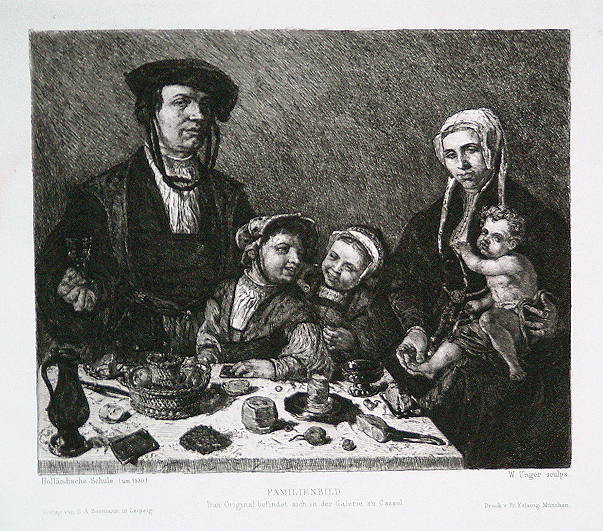 Etching, Familienbild, Dutch School, 1530, Cassells Gallery, 1872