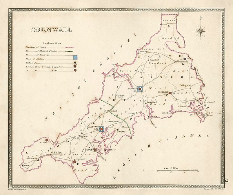 Cornwall election map, 1835