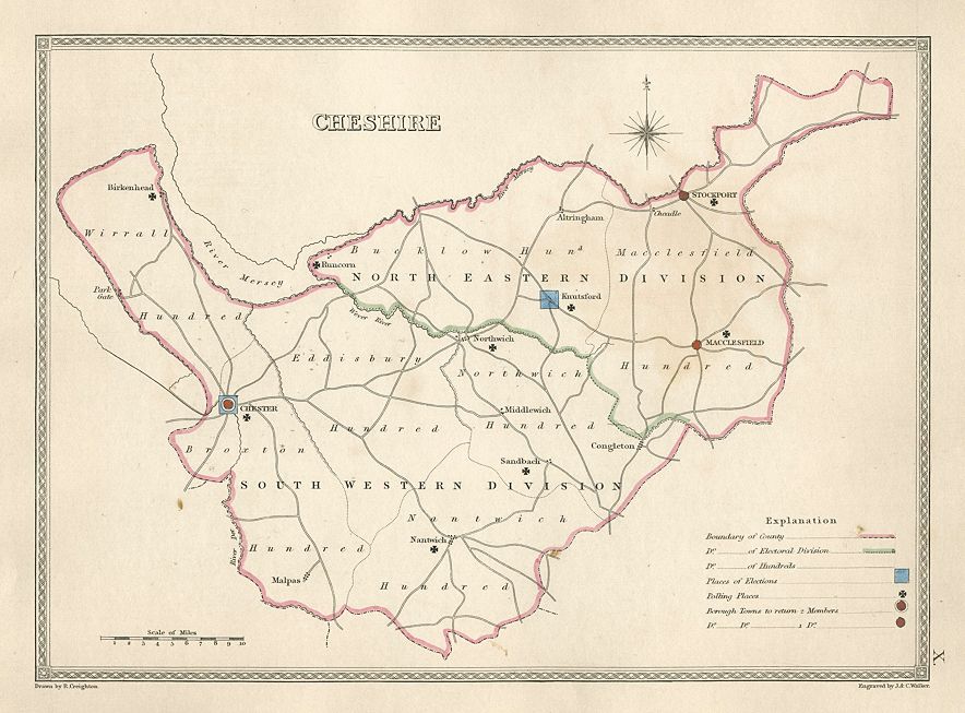 Cheshire election map, 1835