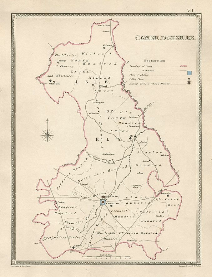 Cambridgeshire election map, 1835