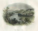 Wales, Usk Castle and town, 1842