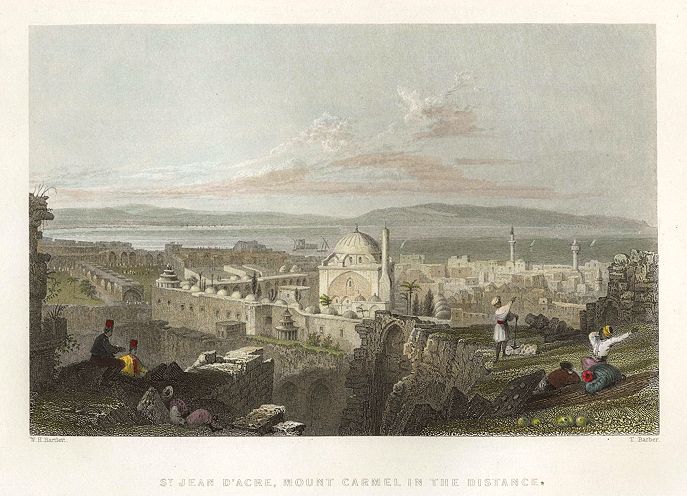 Holy Land, St. Jean d'Acre with Mount Carmel, 1837