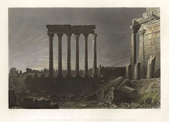 Baalbec, the Six Detached Pillars of the Great Temple, 1837