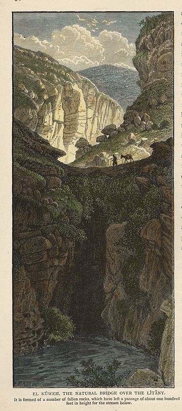 Holy Land, El Kuweh, natural bridge over the Litany, 1875