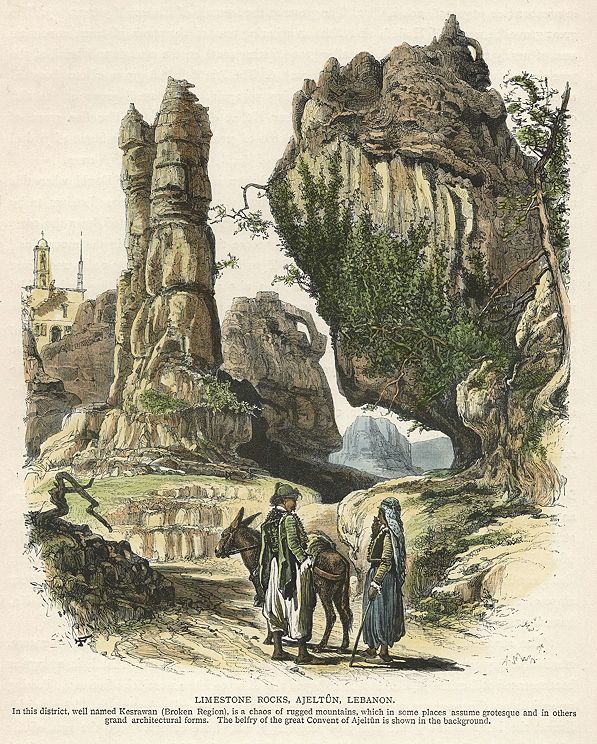 Lebanon, Limestone Rocks at Ajeltun, 1875