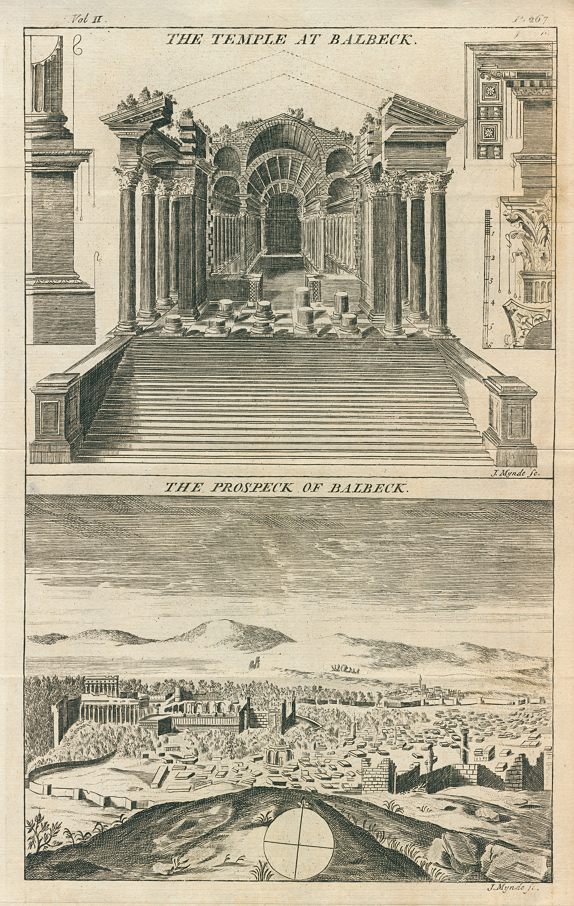 Lebanon, Baalbek, Temple and view, 1745