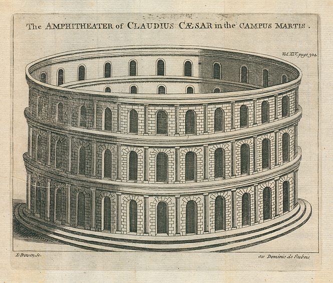 Italy, Ancient Rome, Amphitheatre of Claudius Caesar on Field of Mars, 1745