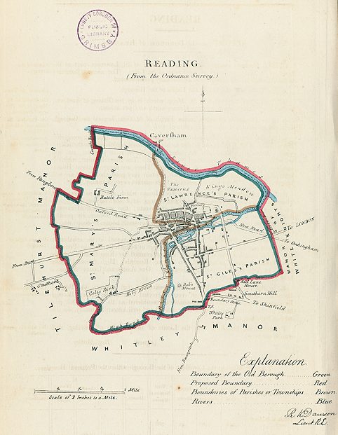 Berkshire, Reading plan, Dawson, 1837