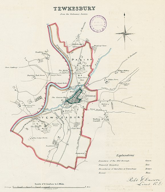Gloucestershire, Tewkesbury plan, Dawson, 1837