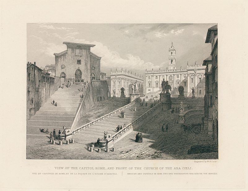 Italy, Rome, view of the Capitol and Church of the Ara Coeli, 1840