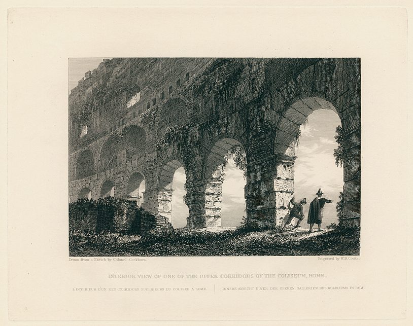 Italy, Rome, Coliseum, view in an upper corridor, 1840