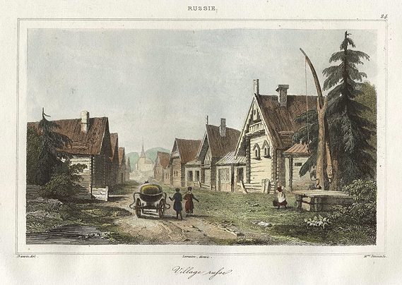 Russia, Russian village, 1838