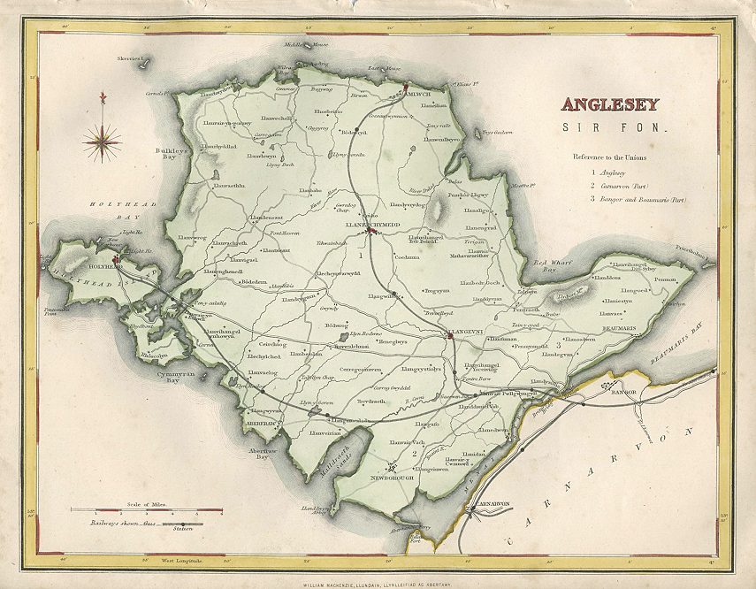 Wales, Anglesey map, 1874