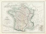 France in provinces map, 1839