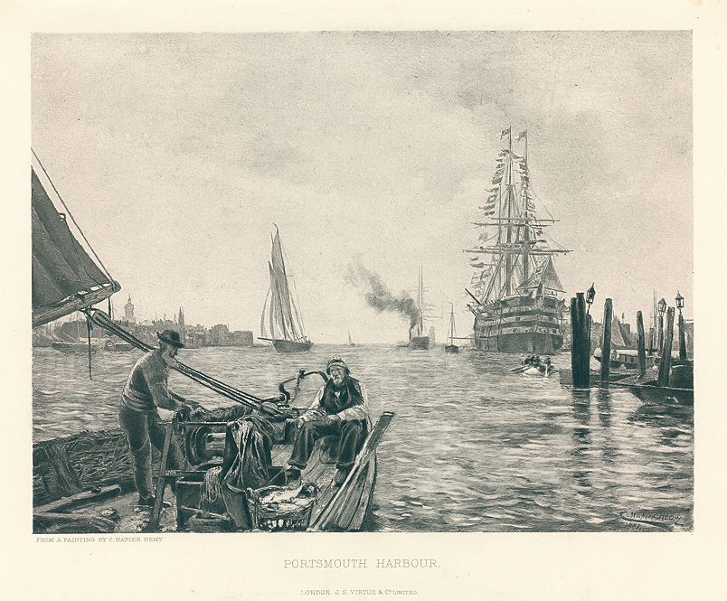 'Portsmouth Harbour', photogravure after C.Napier Hemy, 1882