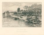 London, Old Cheyne Walk, etching by Arthur Severn, 1882