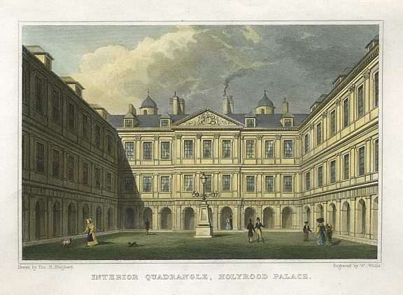 Scotland, Holyrood Palace, Interior Quadrangle, 1831