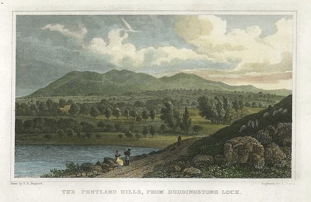 Scotland, Pentland Hills from Duddingstone Loch, 1831