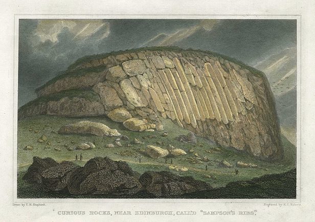 Scotland, Samson's Ribs, Holyrood Park, near Edinburgh, 1831