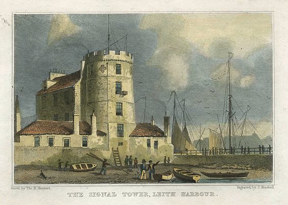 Scotland, Leith Harbour, the Signal Tower, 1831