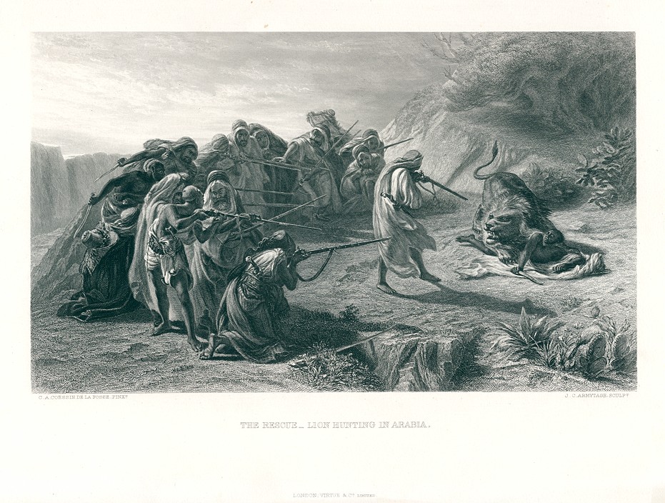 The Rescue - Lion Hunting in Arabia, 1878