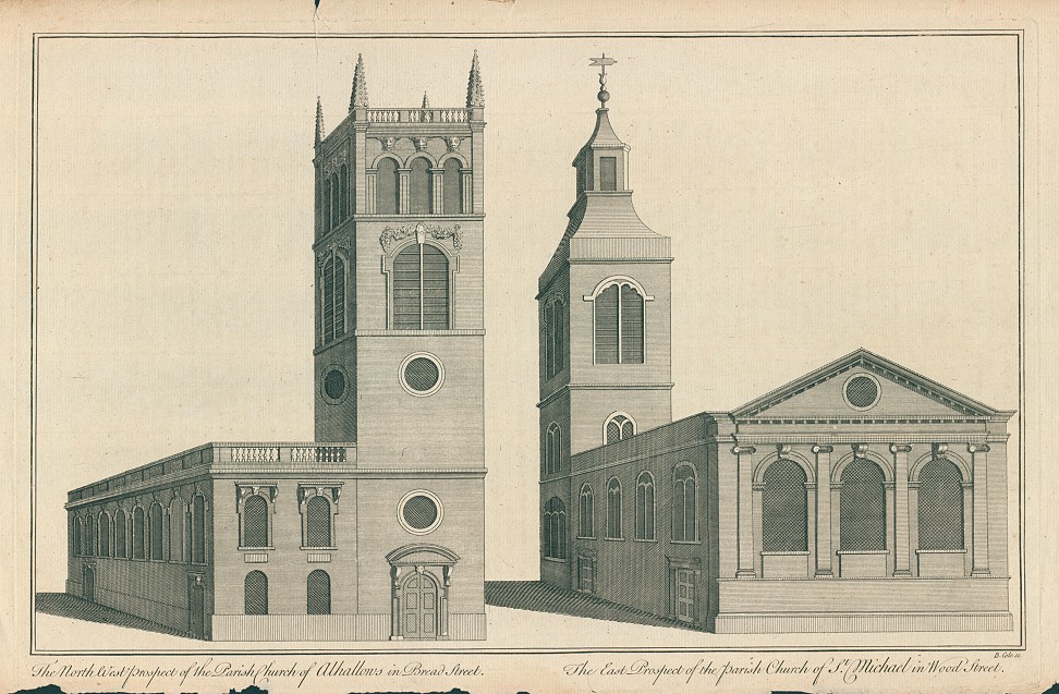 London, Allhallows in Bread Street and St.Michael in Wood Street, 1790