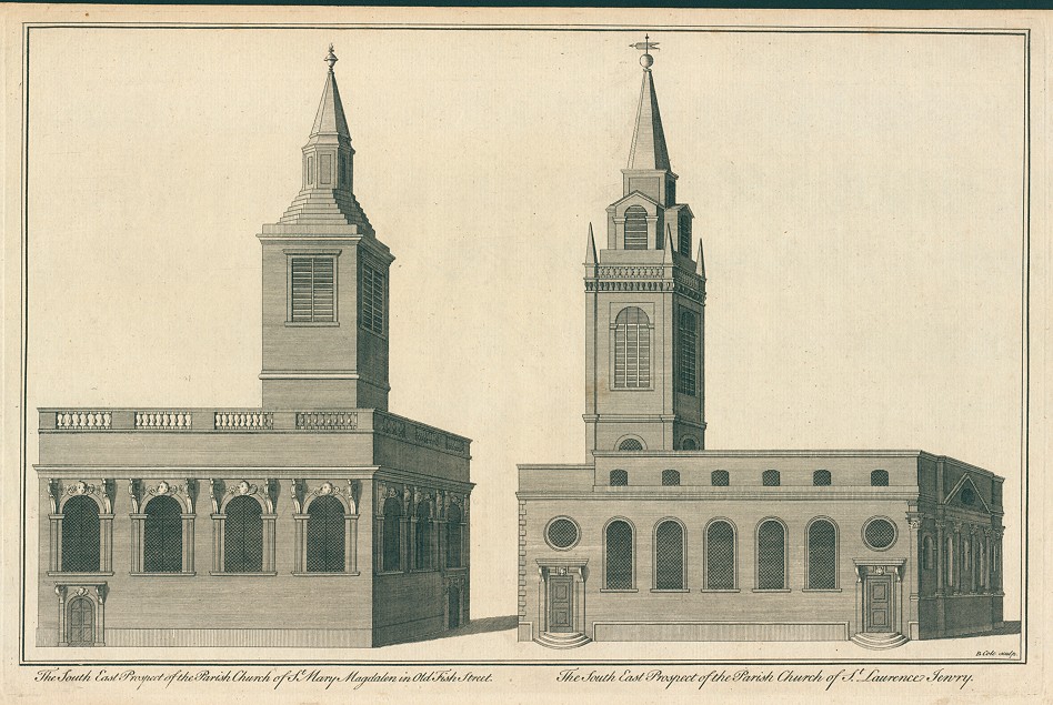 London, St.Mary Magdalen in Old Fish St. & St.Laurence, Jewry, 1790