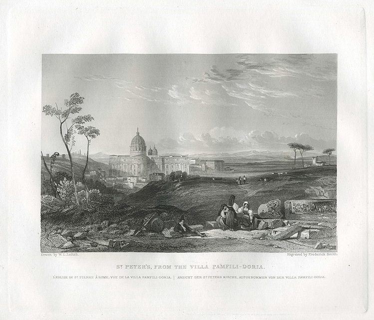 Italy, Rome, St.Peter's from the Villa Pamfili-Doria, 1840