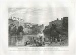 Italy, Rome, Temple of Tivoli from above the Great Cascade, 1840