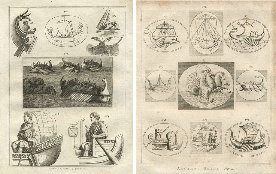 Holy Land, ancient ships (2 plates), 1800