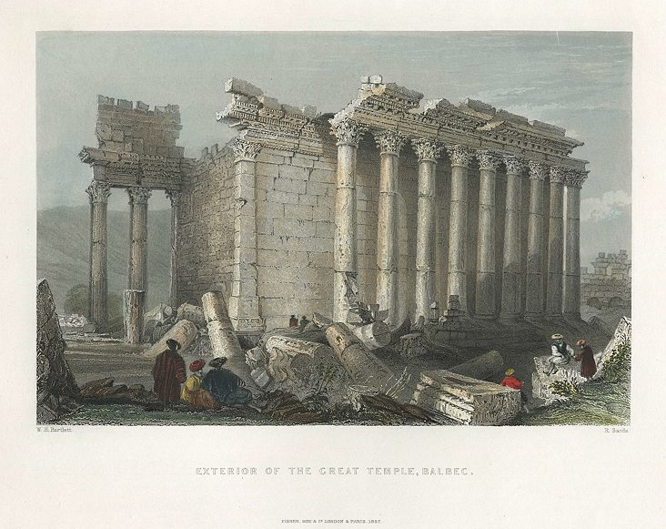 Lebanon, Baalbek Great Temple, 1837