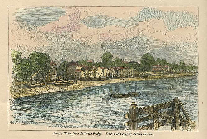 London, Cheyne Walk, from Battersea Bridge, 1882