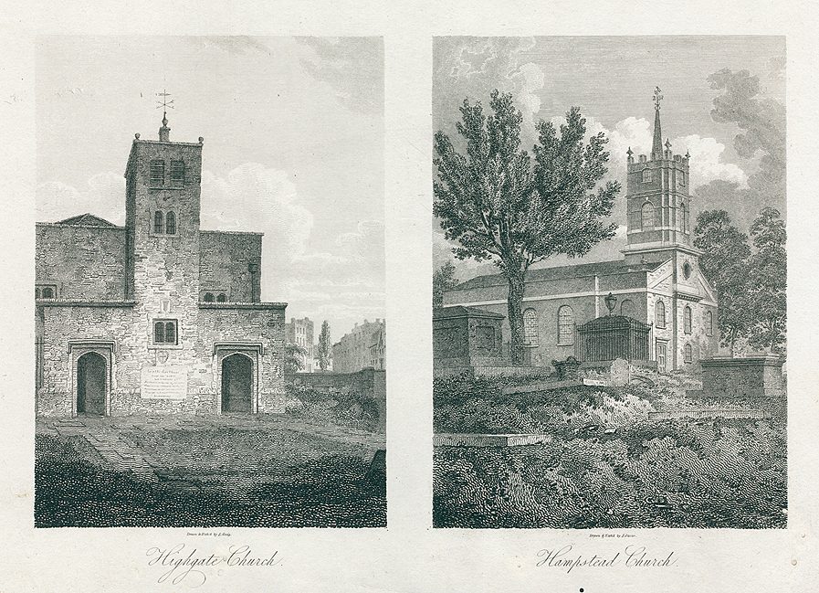 London, Highgate & Hampstead Churches, 1805