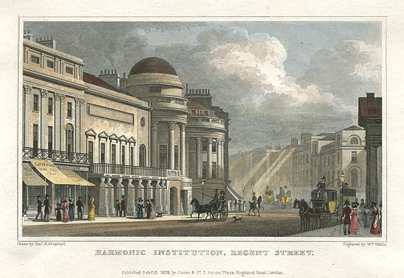 London, Regent Street, Harmonic Institution, 1831