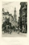 London, St.Mary-Le-Strand, etching by A. Brunet-Debaines, 1882