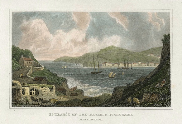 Wales, Fishguard, harbour entrance, 1830