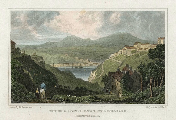 Wales, Fishguard, upper and lower town, 1830